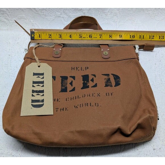 Feed Eleanor Brown Reusable Eco Market Canvas Bag Leather Tote Boho Sustainable - Picture 10 of 11